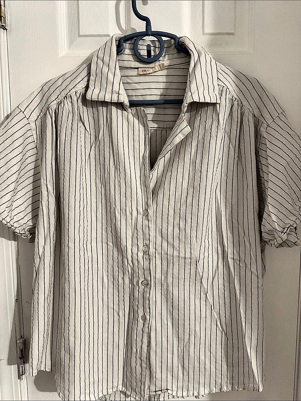 78 & Sunny Striped Button Down Shirt White & Black XL